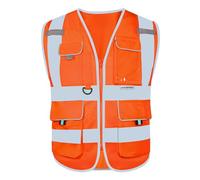 HYCOPROT Chalecos de Seguridad Chaleco Reflectante Alta Visibilidad Seguridad Chaleco Workwear Chaqueta Zip Band Brace Bolsillo para Móvil Chalecos de Trabajo Reflectantes Normas EN ISO 20471
