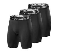 HYCOPROT Mallas Cortos Running Hombre, Pantalones Cortos de Gimnasio Transpirable y Secado Rápido, Compresión Básica Hombre Cortas para Correr (Negro, M)