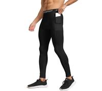 HYCOPROT Pantalones de Compresión para Hombre con Bolsillos Leggings Correr de Secado Rápido Pantalones Deportivos de Entrenamiento Pantalones de Baloncesto para Running Fitness Yago (Negro, XXL)