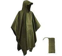 HYCOPROT Poncho de Lluvia Impermeable 210T Oxford Reutilizable, 3 en 1 Multifuncional Chubasquero Transpirable Ultrafino/Toldo Manta/Estera de Camping para Trekking Senderismo Camping Pesca