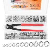 Hydencamm - Set di 120 fascette stringitubo per orecchie singole in acciaio inox 304, 6-33,1 mm, con pinza per fissaggio tubi flessibili e uso automobilistico