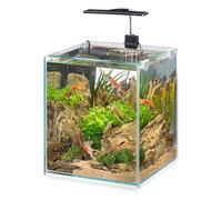 Hydor Acuario 18 litros con Lámpara LED Regulable de 3 Modos (día, Noche y Mixto), Filtro Interno Silencioso, 25 x 25 x h 41 cm.