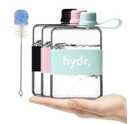 hydr Botella de agua plana de 17 onzas para bolso y cepillo de limpieza flexible | Botella de agua cuadrada Tritan sin BPA | Botellas de agua delgadas a prueba de fugas y caídas para viajes, botellas