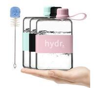 hydr Botella de agua plana para cartera y cepillo de limpieza flexible, botella cuadrada sin BPA de tritán, a prueba de fugas, a prueba de caídas, delgadas botellas de viaje