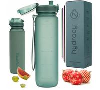 Hydracy Botella de Agua con Marcador de Tiempo - 1 L Botella de Agua Deportiva sin BPA - Botella de Gimnasio Antifugas con Funda Antitranspirante e Colador de Infusión