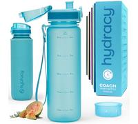 Hydracy Botella de Agua con Marcador de Tiempo - 500 mL Botella de Agua Deportiva sin BPA - Botella de Gimnasio Antifugas con Funda Antitranspirante e Colador de Infusión