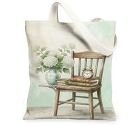 Hydrangea - Bolsa de lona para mujer, estilo clásico, estilo rústico, color verde primavera, lavable, reutilizable, para uso diario, ideas para compras, viajes, oficina, biblioteca, casual, 13 x 15