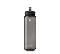 HydraPak Recon - Botella de agua de plástico reciclado al 50%, ecológica y sin BPA, tapón de rosca de flujo regular, fácil de transportar (1 litro, gris)
