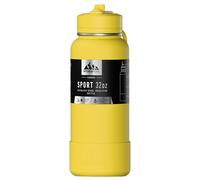 Hydrapeak Botella de agua deportiva de 32 onzas con tapa con popote, a prueba de fugas y derrames, mantiene las bebidas frías durante 24 horas y el calor durante 12 horas, acero inoxidable de alta