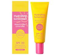 Hydrating Sunscreen SPF 30 - Filtro UV mineral UVA/UVB, fórmula ligera para pieles sensibles, 24 horas de hidratación y brillo natural, 30 g (1 unidad)