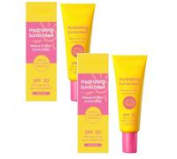 Hydrating Sunscreen SPF 30 - Filtro UV mineral UVA/UVB, fórmula ligera para pieles sensibles, 24 horas de hidratación y brillo natural, 30 g (2 unidades)
