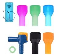 Hydration Valve, Bite Valve Kit, Bladder Spout, Leakproof Silicone Nozzles, PP Connector Parts, Harmless Material, Ideal for Camping Hiking Biking Use, Blue, 6-7 Pieces, 1 Set