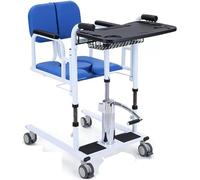 Hydraulic Patient Lift Transfer Chair for Home,Hydraulic Patient Lift Wheelchair for Home Portable Transfer Nursing Chair Lifter W/ 180° Split Seat & Cushion Bathroom Bedside Commode W/Potty(Color:A)