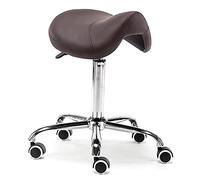 Hydraulic Saddle Stool on Wheels, Modern Swivel Rolling Seat/Salon Chair for Spa Massage, Comfortable Beauty Balance Chair for Healthy Back, JYLSSKUK, Brown