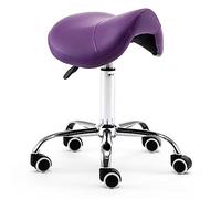 Hydraulic Saddle Stool on Wheels, Modern Swivel Rolling Seat/Salon Chair for Spa Massage, Comfortable Beauty Balance Chair for Healthy Back, JYLSSKUK, Purple