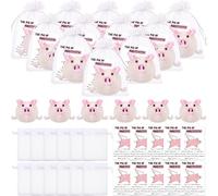 HyDren 12 juegos de muñecas coleccionables de ganchillo de felpa de apoyo emocional con forma de cerdo animador y alentador hecho a mano, muñecas coleccionables con tarjeta positiva, bolsa de organza