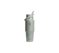 HYDRO FLASK Botella de agua de viaje de boca ancha de 32 oz con tapa de pajita flexible oliva