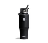 HYDRO FLASK - Botella de viaje con paja Flex ancha 946 ml (32 OZ) - Botella de acero inoxidable aislada al vacío y tapa Flex a prueba de fugas - Se ajusta a portavasos - Black
