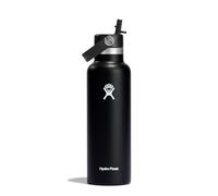 Hydro Flask - Standard Mouth - Botella de Agua 621 ml (21 oz) - Acero Inoxidable con Aislamiento al Vacío y Tapa de Pajita Flexible - Standard Mouth - Black