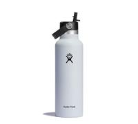 Hydro Flask - Standard Mouth - Botella de Agua 621 ml (21 oz) - Acero Inoxidable con Aislamiento al Vacío y Tapa de Pajita Flexible - Standard Mouth - White