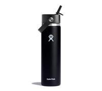 Hydro Flask - Wide Mouth - Botella de Agua 709 ml (24 oz) - Acero Inoxidable con Aislamiento al Vacío y Tapa de Pajita Flexible - Wide Mouth - Black