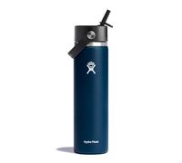 Hydro Flask - Wide Mouth - Botella de Agua 709 ml (24 oz) - Acero Inoxidable con Aislamiento al Vacío y Tapa de Pajita Flexible - Wide Mouth - Indigo