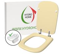 HYDRO HOME Asiento de inodoro compatible con Ideal Standard Conca, tapa de inodoro de madera barnizada, bisagras incluidas, asiento de inodoro resistente, cierre clásico, montaje rápido (champán)