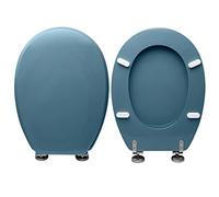 HYDRO HOME Asiento de inodoro compatible con Piemonte y Piemontesina Pozzi Ginori, tapa de inodoro de madera revestida con 2 mm de resina, bisagras de fijación desde abajo, fabricado en Italia (azul