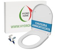 HYDRO HOME Tapa de inodoro compatible con Urb.y Sanindusa, plástico termoestable envolvente, bisagras ajustables, fijación superior, color blanco, fabricado en Italia (cierre amortiguado)
