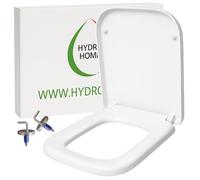 HYDRO HOME Tapa de inodoro negra de cerámica Serie Aliseo compatible, tapa de inodoro de plástico termoendurecible envolvente, bisagras ajustables, asiento de inodoro fabricado en Italia