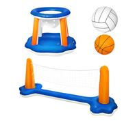 Hydro Sport Toy - Desafío De La Cancha Inflable, Kit Piscina Vadeo | Juego Bola Húmedo, Partido Agua Red Flotante, Diversión Recreativa Jardín Para El Equipo Patio Trasero Lake Entertainment Beach Act