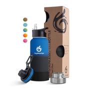 hydro2go Botella de Acero Inoxidable - Botella Térmica Sin BPA para Niños, Escuela, Deporte y Exterior - Mantiene las Bebidas Calientes Hasta 12H y Frías Hasta 24H - Incluye 3 Tapas - 950ml (Space)