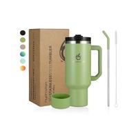 hydro2go Taza Térmica con Pajita - BPA-free, lavavajillas - 10 h caliente/12 h fría - Taza de viaje (Green Tea, 1200 ml)