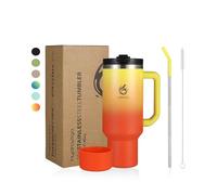 hydro2go Taza Térmica con Pajita - Caliente 10 horas, fría 12 horas - Apta para lavavajillas, sin BPA - Taza de viaje para bebidas calientes y frías (Sun, 1200 ml)