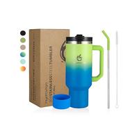 hydro2go Taza Térmica con Pajita - Caliente 10 horas, fría 12 horas - Apta para lavavajillas, sin BPA - Taza de viaje para bebidas calientes y frías (Earth, 1200 ml)