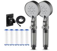 HydroBoost High Pressure 5-Mode Filtered Shower Head, Filtered Shower Head with Handheld, Built-in Power Wash for Hard Water + 5 Extra Filters (2PCS)