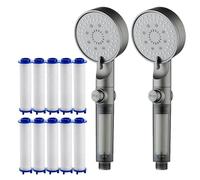 HydroBoost High Pressure 5 - Mode Filtered Shower Head, Handheld Removable Filter Shower Head with Power Wash for Hard Water, Instant Install (2PCS)