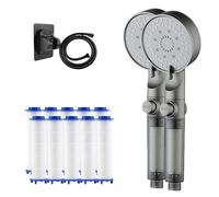 HydroBoost High Pressure 5-Mode Filtered Shower Head with Handheld, Built-in Power Wash for Hard Water - Filtered Shower Head for Gentle Skin & Hair Care (2PCS)