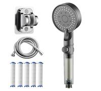 Hydrobost High Pressure 5 - Mode Filtered Shower Head,Hydro bost High Pressure Filtered Shower Head with 1.5/2.0m Explosion-Proof Hose and Punch-Free Bracket (Grey, 1.5m)