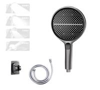 Hydroease Air-Boost 5.9" High-Pressure Handheld Shower Head- Pressure-Boosting Handheld Showerhead with 4 Spray Modes, Universal Fit, Self-Cleaning Silicone Nozzles, Tool-Free Installation (Gray)