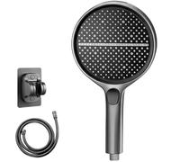 HydroEase Air-Boost 5.9" High-Pressure Handheld Shower Head with 4 Spray Modes Hose And Adjustable Bracket, Easy Tool-Free Installation, Self-Cleaning Silicone Nozzles (Gray)