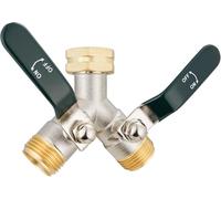 Hydrogarden Distribuidor de Agua de 2 vías, 3/4 Pulgadas, Alto caudal de latón, con Llave de Paso Individual, para mangueras de jardín, lavadoras y cocinas
