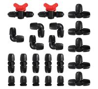 Hydrogarden Kit de 22 accesorios de riego para mangueras de 8/12 mm - 5 piezas en T, 5 acoplamientos, 5 extremos, 5 codos, 2 válvulas de conmutación - Conector con púa