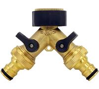 Hydrogarden Válvula de Doble Salida para Grifo y Manguera de jardín, Distribuidor y Adaptador de Agua y Conector 2 vías, Adaptador de Divisor de Grifo para Jardín/Cochera