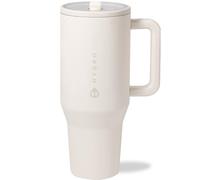 HydroJug Traveler - Botella de agua de 1,2 L (40 oz) con asa y pajita plegable, encaja en portavasos, vaso a prueba de fugas, reutilizable, acero inoxidable aislado y fondo de goma, regalo para