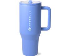 HydroJug Traveler - Botella de agua de 40 onzas con asa y popote abatible, cabe en el portavasos, vaso resistente a fugas, reutilizable, acero inoxidable aislado y base de goma, regalos para mujeres y