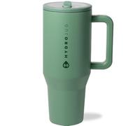 HydroJug Traveler - Moderno vaso de 40 onzas con asa y popote abatible simple, apto para portavasos de coche, botella de agua resistente a fugas, reutilizable, aislamiento de acero inoxidable y base