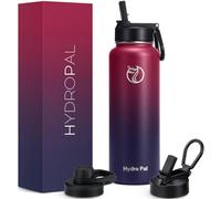 HydroPal 1200ml Termo de Acero Inoxidable al Vacío-2 Tapas Con Pajita y Boquilla, 2 Pajitas - Mantiene Bebidas Calientes 12h y Frías 24h, Ideal para Viajes y Trabajo (rojo/negro, 1200ml)