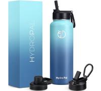 HydroPal 750ml Termo de Acero Inoxidable al Vacío-2 Tapas Con Pajita y Boquilla, 2 Pajitas - Mantiene Bebidas Calientes 12h y Frías 24h, Ideal para Viajes y Trabajo (azul cielo/azul marino, 1200ml)