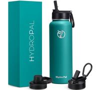 HydroPal 750ml Termo de Acero Inoxidable al Vacío-2 Tapas Con Pajita y Boquilla, 2 Pajitas - Mantiene Bebidas Calientes 12h y Frías 24h, Ideal para Viajes y Trabajo (verde, 1200ml)